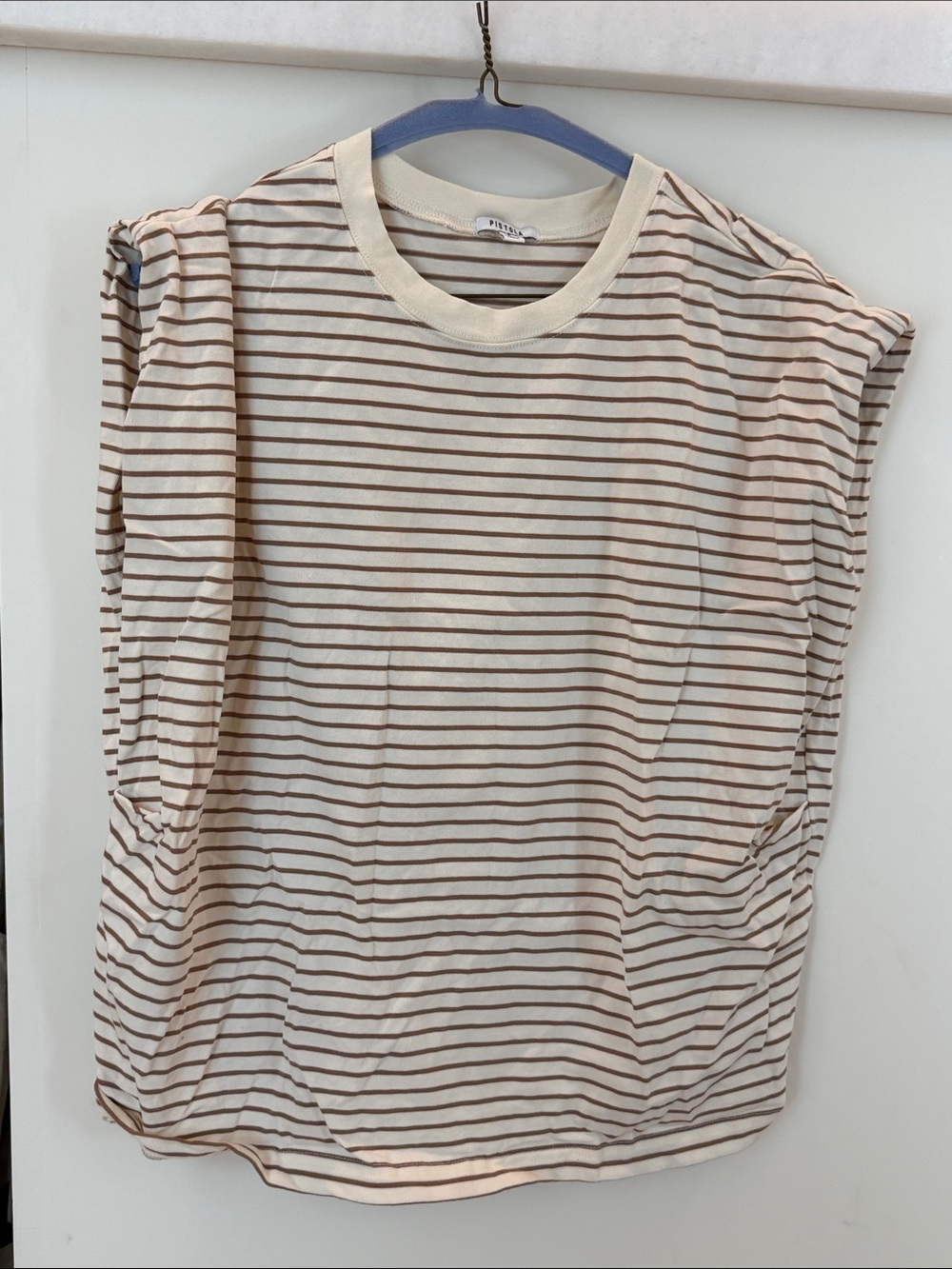 Pistola Striped Sleeveless Tee in Cream and Brown size small